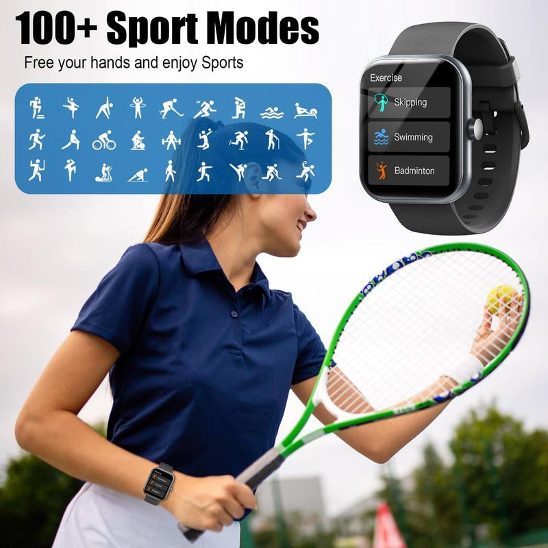 Smartwatch with Fashionable Touchscreen-Answers/Makes Calls,Message Notifications,Multifunctional Fitness Watch with over 100 Sport Modes,Customizable Watch Faces,Compatible with Iphone & Android, Activity Tracker Bluetooth Wearable Smartphone