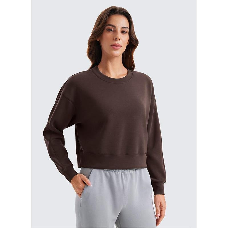 CRZ YOGA Womens Softaura Crewneck Sweatshirt Long Sleeve Workout Casual Pullover Basic Fall Tops