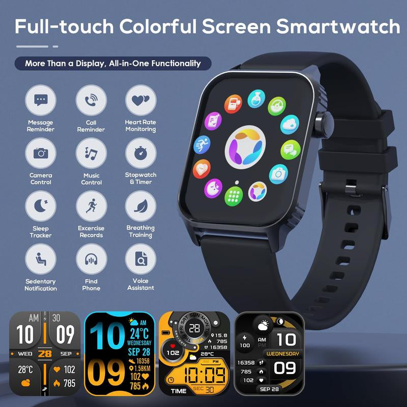 Smartwatch with Fashionable Touchscreen-Answers/Makes Calls,Message Notifications,Multifunctional Fitness Watch with over 100 Sport Modes,Customizable Watch Faces,Compatible with Iphone & Android, Activity Tracker Bluetooth Wearable Smartphone