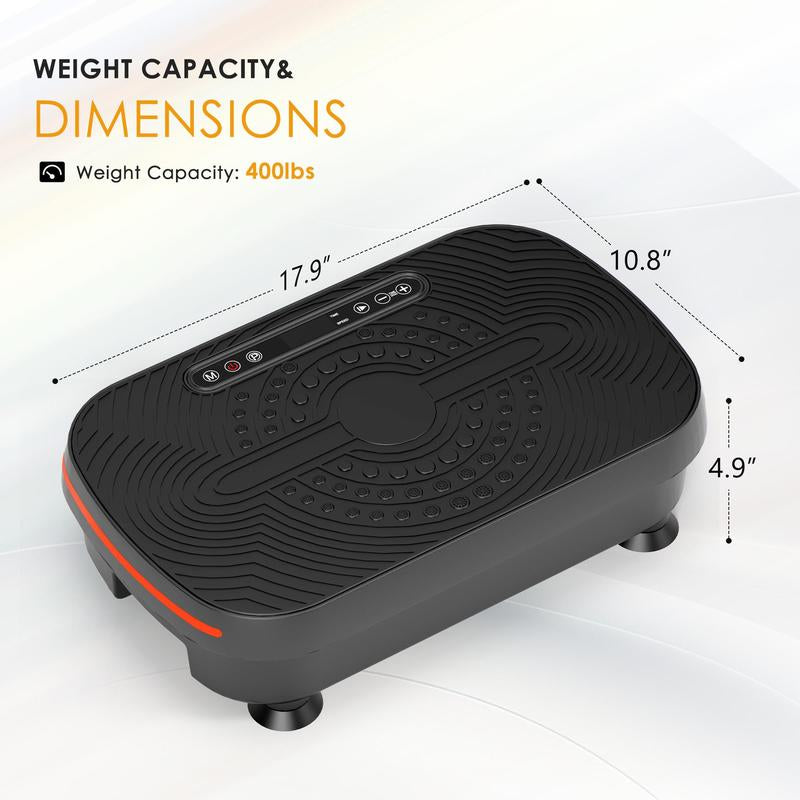 Mini Heavy Duty Vibration Platform – 450LBS Capacity- Home Exercise Must-Have. Activate Muscles, Boost Circulation + Resistance Bands Included,Home Gym Equipment Pedal Exerciser