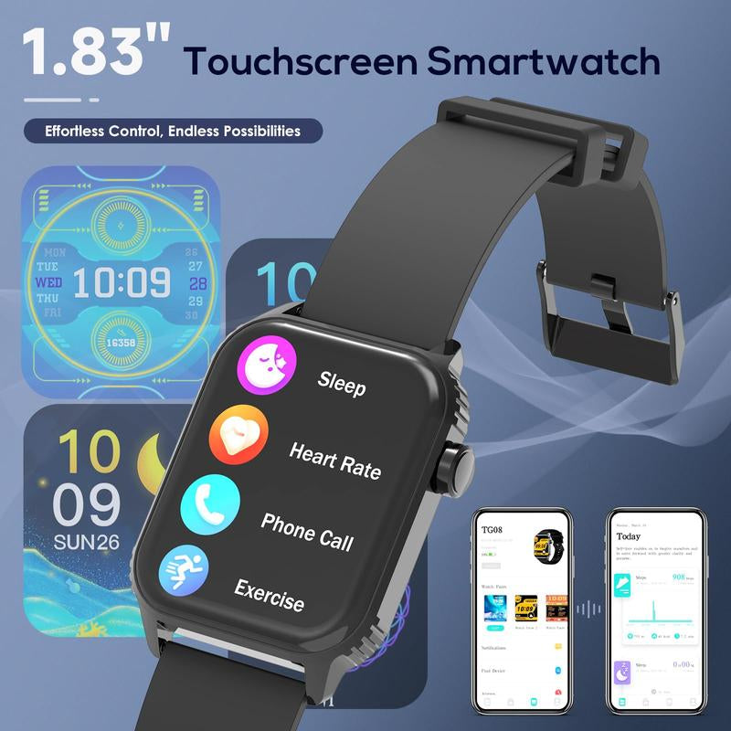 Smartwatch with Fashionable Touchscreen-Answers/Makes Calls,Message Notifications,Multifunctional Fitness Watch with over 100 Sport Modes,Customizable Watch Faces,Compatible with Iphone & Android, Activity Tracker Bluetooth Wearable Smartphone