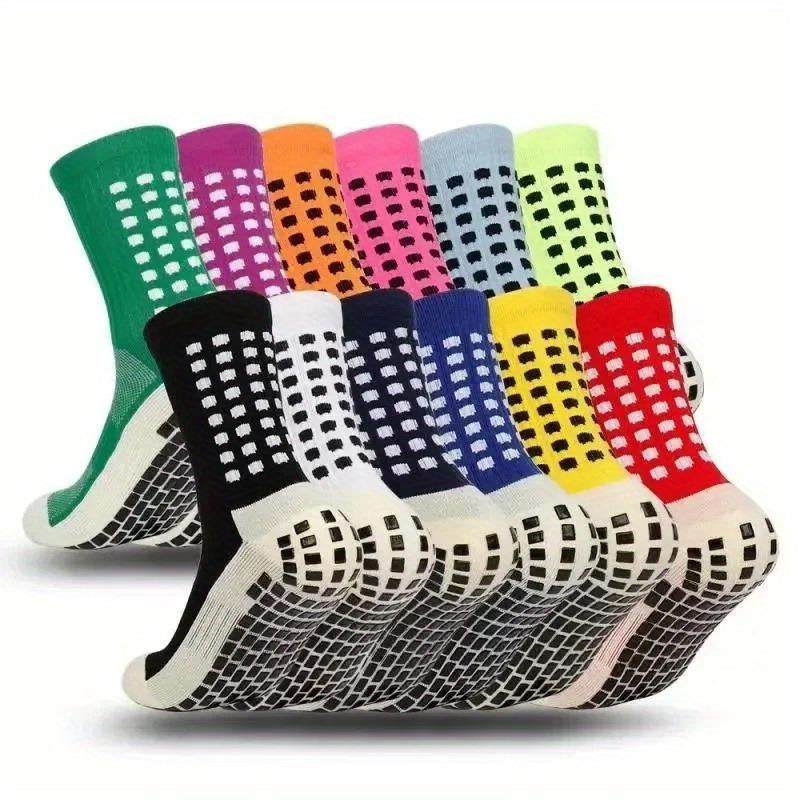 3/6/10 Double Random Autumn and Winter New Men'S and Women'S Football Socks, Sports Bicycle Grabbing Socks, anti Slip and Non Slip Grabbing Pads, Football Basketball