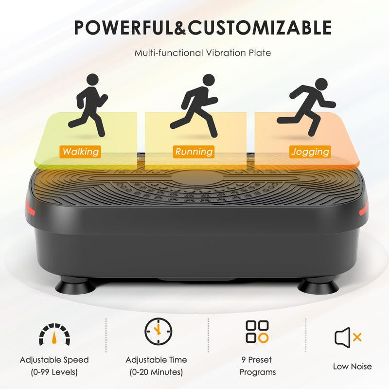 Mini Heavy Duty Vibration Platform – 450LBS Capacity- Home Exercise Must-Have. Activate Muscles, Boost Circulation + Resistance Bands Included,Home Gym Equipment Pedal Exerciser