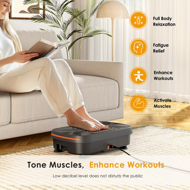 Mini Heavy Duty Vibration Platform – 450LBS Capacity- Home Exercise Must-Have. Activate Muscles, Boost Circulation + Resistance Bands Included,Home Gym Equipment Pedal Exerciser