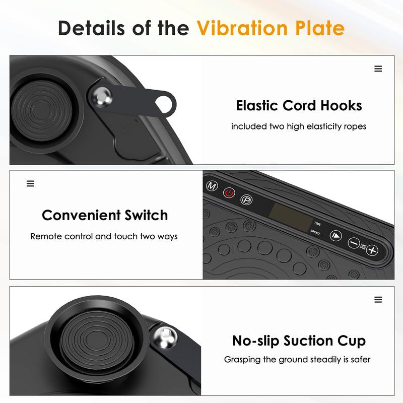 Mini Heavy Duty Vibration Platform – 450LBS Capacity- Home Exercise Must-Have. Activate Muscles, Boost Circulation + Resistance Bands Included,Home Gym Equipment Pedal Exerciser