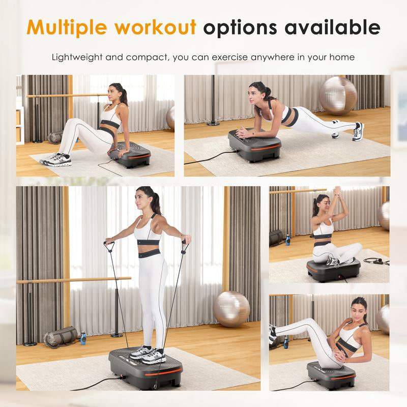 Mini Heavy Duty Vibration Platform – 450LBS Capacity- Home Exercise Must-Have. Activate Muscles, Boost Circulation + Resistance Bands Included,Home Gym Equipment Pedal Exerciser