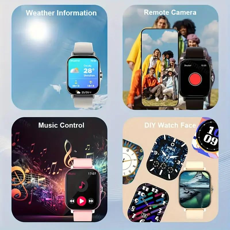 Smart Watch, Wireless Calling/Dialing, Multi Sport Mode, Call Reminder and Rejection, SMS Reminder, Message Reminder, Various APP Reminders