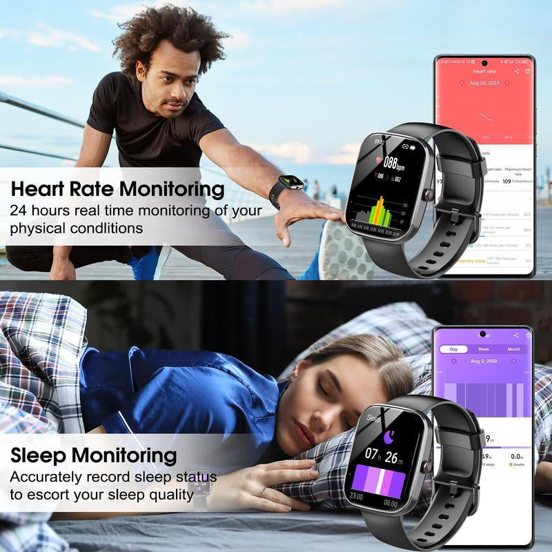 [Fall Deals] Tukio 2025 New 1.85" Stylish Touchscreen Digital Smartwatch with 100+ Exercise Modes Sleep Monitoring Daily Watch Dial Information Alerts Multifunctional Wearable Device for Holiday Gifts Smartphone