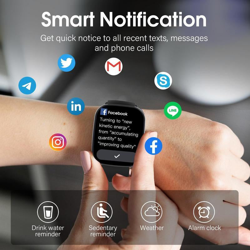 [Fall Deals] Tukio 2025 New 1.85" Stylish Touchscreen Digital Smartwatch with 100+ Exercise Modes Sleep Monitoring Daily Watch Dial Information Alerts Multifunctional Wearable Device for Holiday Gifts Smartphone