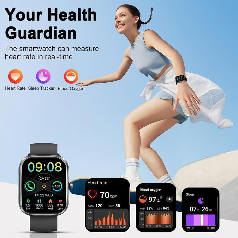 [Fall Deals] Tukio 2025 New 1.85" Stylish Touchscreen Digital Smartwatch with 100+ Exercise Modes Sleep Monitoring Daily Watch Dial Information Alerts Multifunctional Wearable Device for Holiday Gifts Smartphone